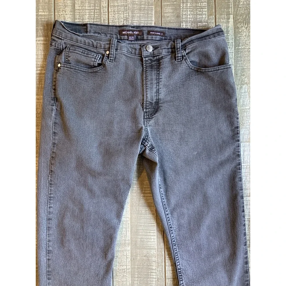 Michael Kors Men's Grant Classic Fit Gray Stretch Denim Jeans 34x30